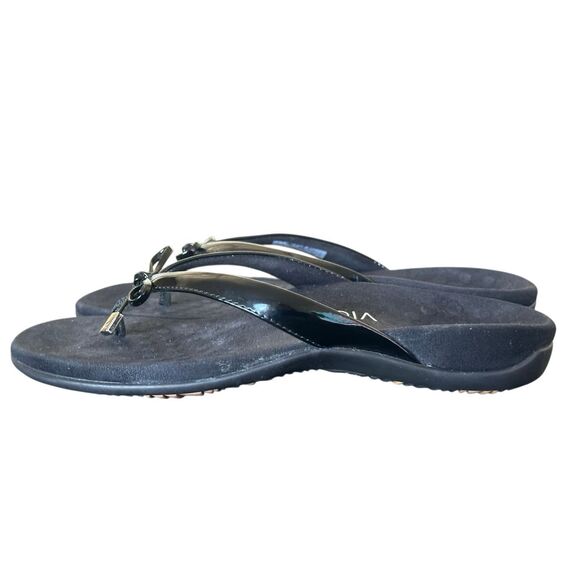 VIONIC Bella II Bow Detail Flip Flops Black Size 8 - Picture 4 of 11